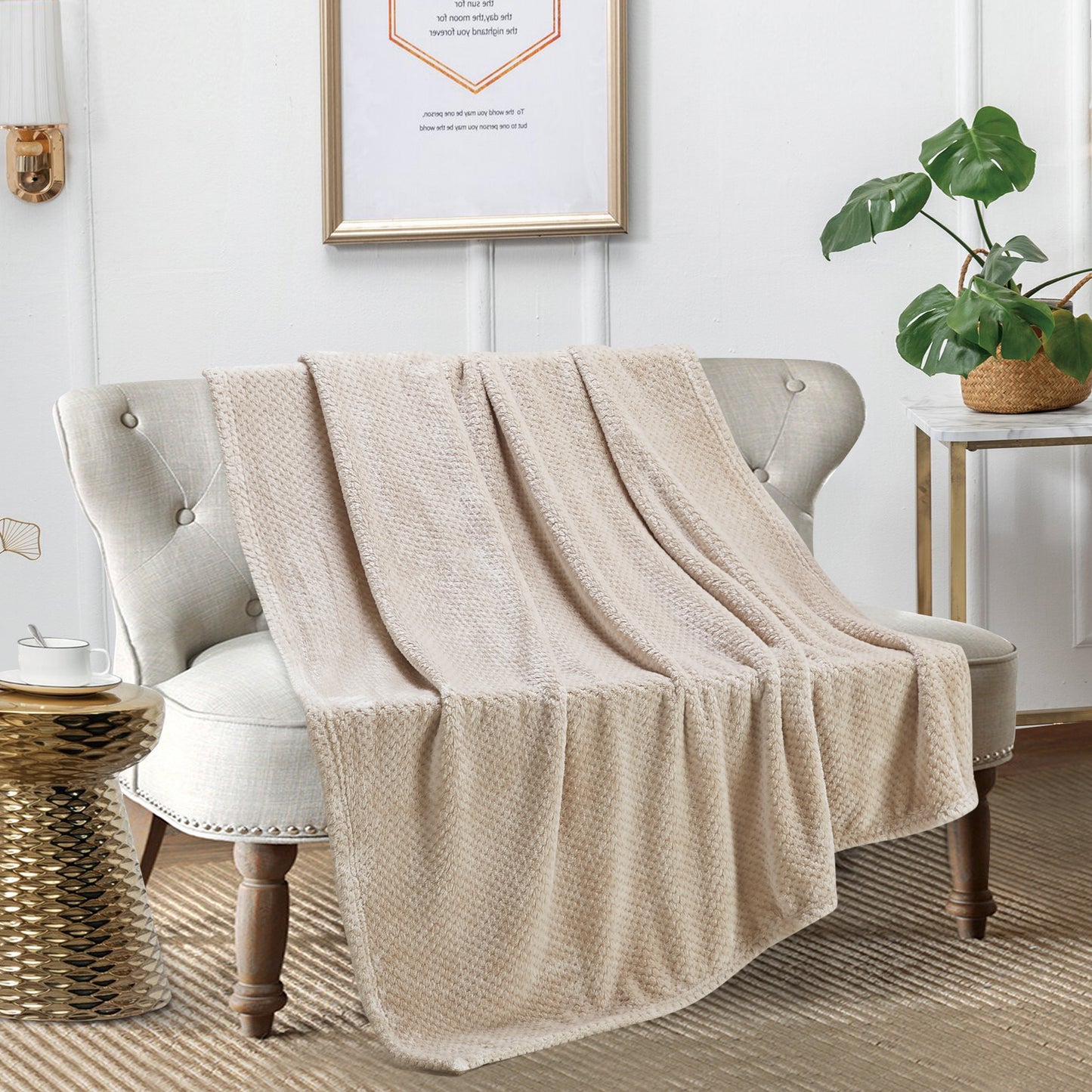 Classic Textured Fleece Throw - Linen